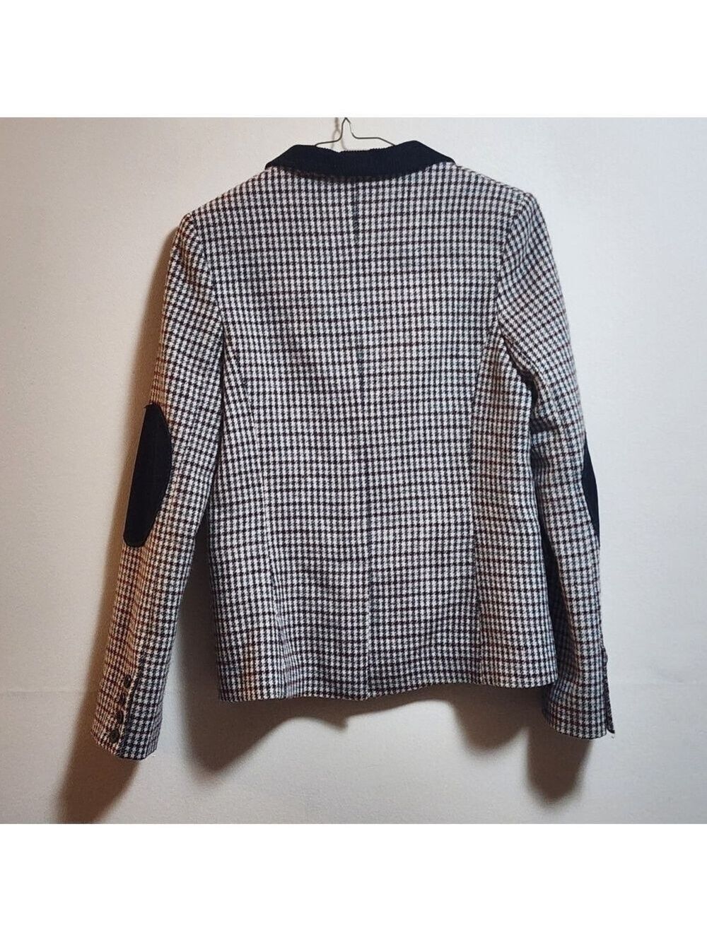 Vintage U blazer houndstooth blazer jacket color burgundy and cream size 38/xs - Picture 4 of 6
